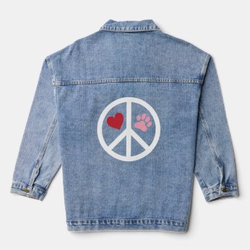 Peace Love Paw Print Denim Jacket by mangomoonstudio at Zazzle