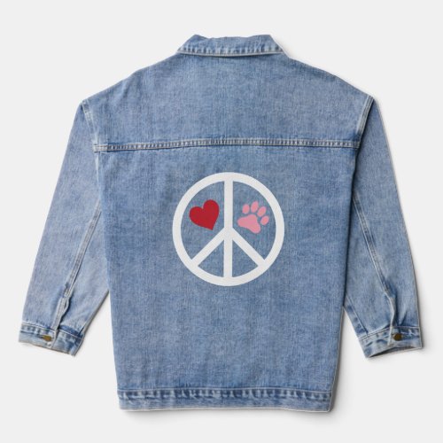 Peace Love Paw Print Denim Jacket