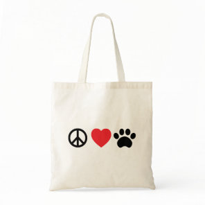 Peace Love Paw Tote Bag