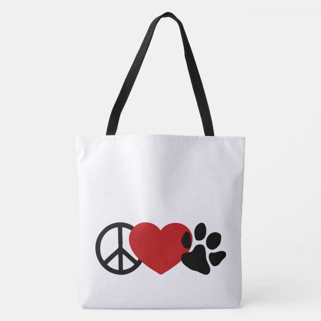 Peace-Love-Paw Tote Bag (Front)