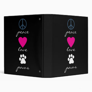 Peace Love Paws 3 Ring Binder