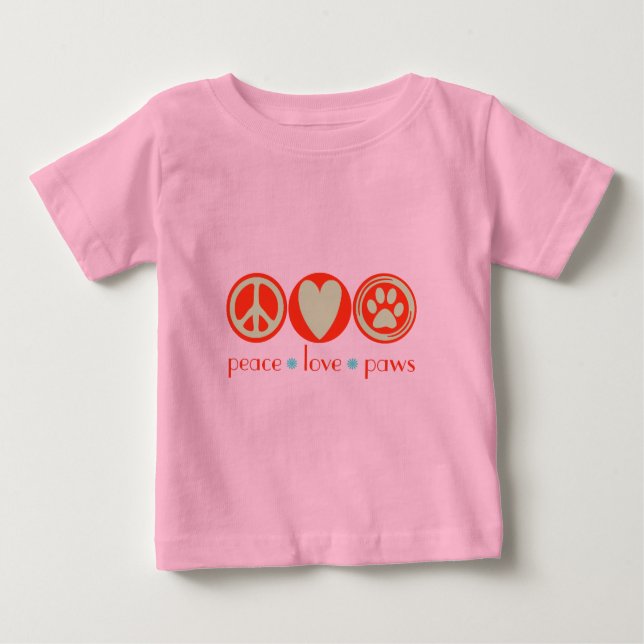 Peace Love Paws Baby T-Shirt (Front)