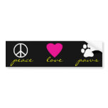 Peace Love Paws Bumper Sticker