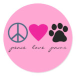 Peace Love Paws Classic Round Sticker