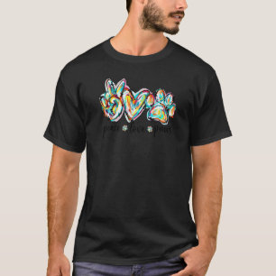Peace Love Paws Cute Dog Cat Pet Mom Boho Rainbow  T-Shirt