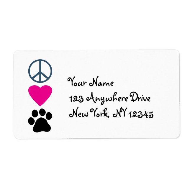 Peace Love Paws Label (Front)