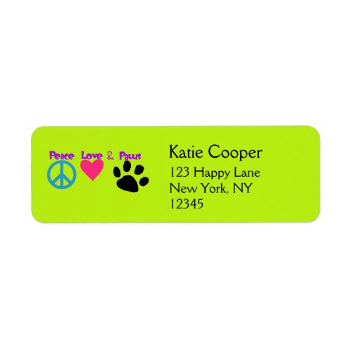 Peace Love  Paws Label
