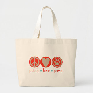 Peace Love Paws Large Tote Bag