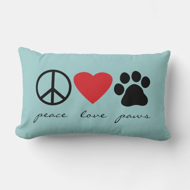 Peace Love Paws Lumbar Pillow (Front)