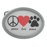 Peace Love Paws Oval Belt Buckle