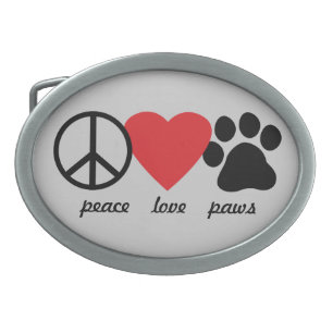 Peace Love Paws Oval Belt Buckle