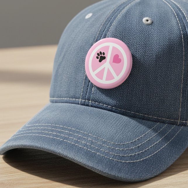 Peace Love Paws Pink Pinback Button (Creator Uploaded)