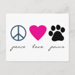 Peace Love Paws Postcard