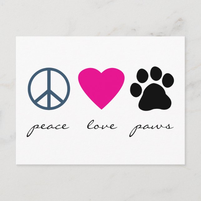 Peace Love Paws Postcard (Front)