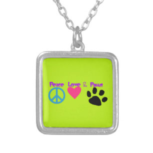 Peace Love & Paws Silver Plated Necklace