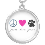 Peace Love Paws Silver Plated Necklace