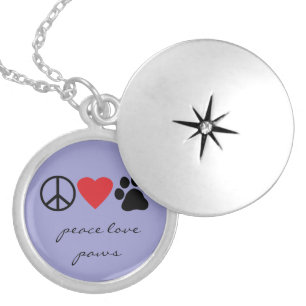 Peace Love Paws Silver Plated Necklace