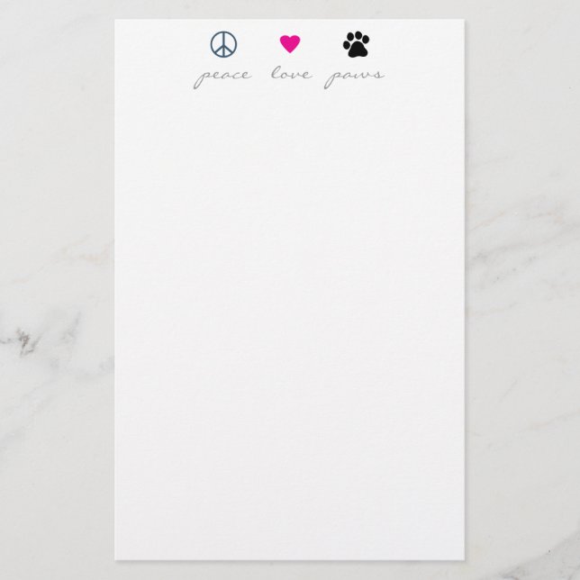 Peace Love Paws Stationery (Front)