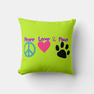 Peace Love & Paws Throw Pillow