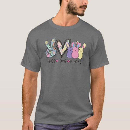 Peace Love Pe Eps Heart Cute Easter Bunny Happy Ea T_Shirt