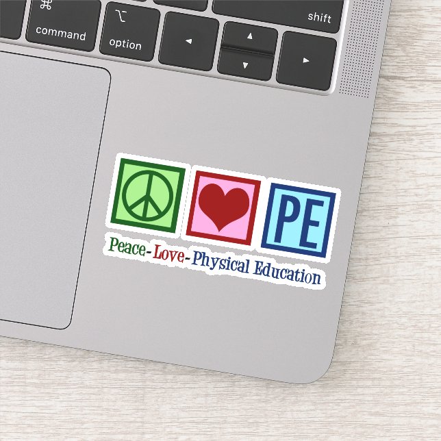 Peace Love PE Physical Education Teacher Sticker (Detail)