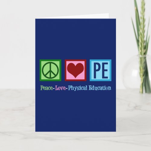 Peace Love PE Teacher Physical Education Christmas Holiday Card