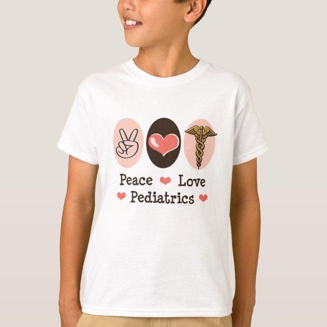 Peace Love Pediatrics Kids T-shirt (Front)