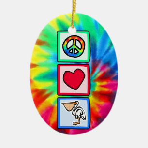 Peace, Love, Pelicans Ceramic Ornament