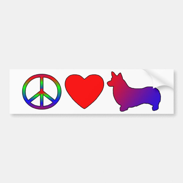 Peace Love Pembroke Welsh Corgis Bumper Sticker (Front)