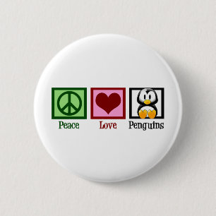 Peace Love Penguins Button