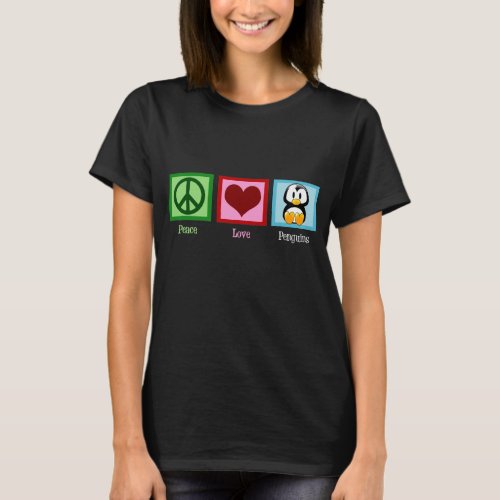 Peace Love Penguins Cute Womens T_Shirt