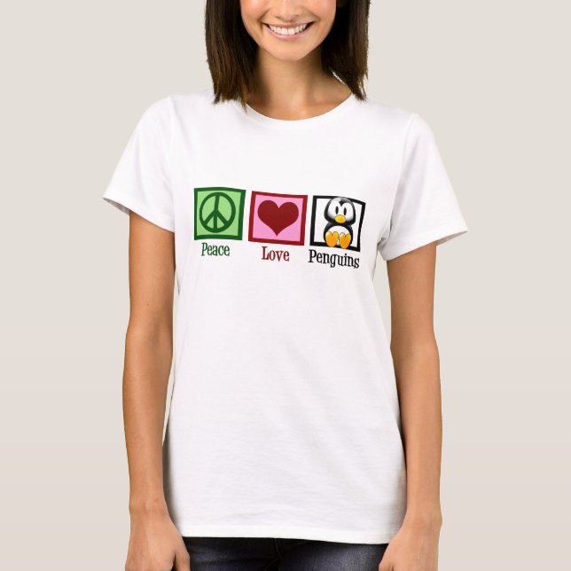 Peace Love Penguins Cute Women's T-Shirt (Front)