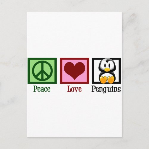 Peace Love Penguins Postcard