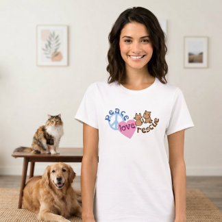 Peace Love Pet Cat and Dog Rescue Tee Shirt