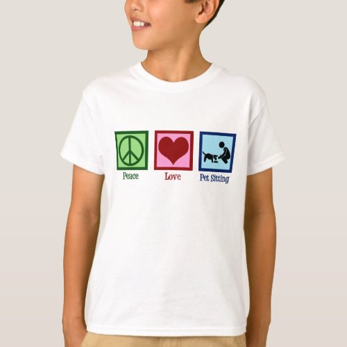 Peace Love Pet Sitter Dog Walking Service Kids T_Shirt