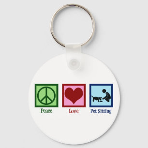 Peace Love Pet Sitting Dog Walking Service Keychain