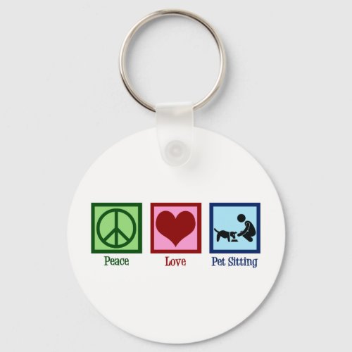 Peace Love Pet Sitting Dog Walking Service Keychain