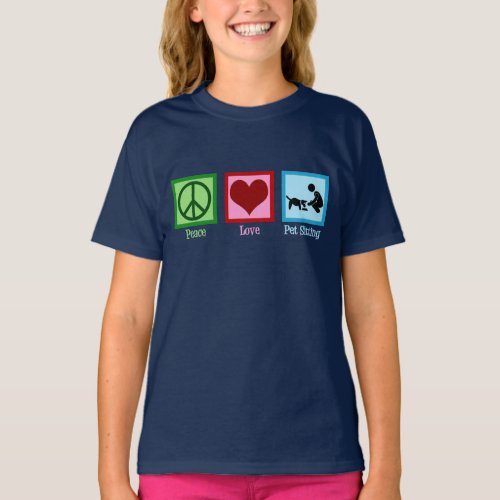 Peace Love Pet Sitting Dog Walking Service Kids T_Shirt