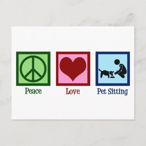 Peace Love Pet Sitting Dog Walking Service Postcard