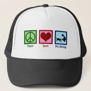 Peace Love Pet Sitting Dog Walking Service Trucker Hat