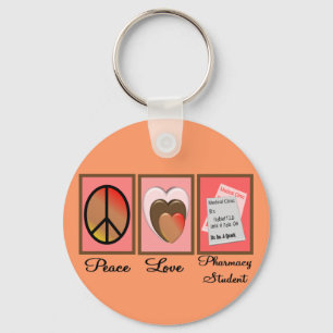 Peace Love Pharmacy Student Gifts Keychain