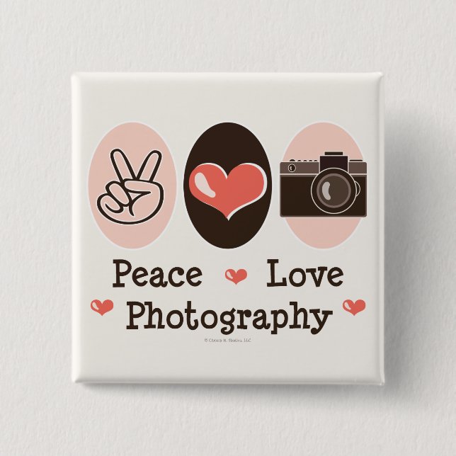Peace Love Photography Camera Button (Front)