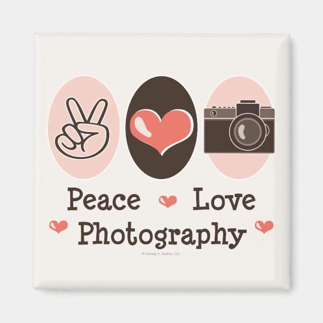 Peace Love Photography Camera Magnet (Front)
