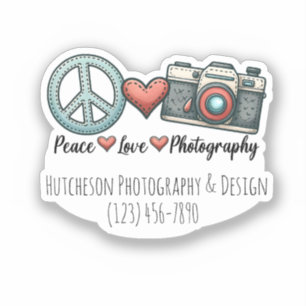Peace Love Photography Photographer Camera Gift Sticker
