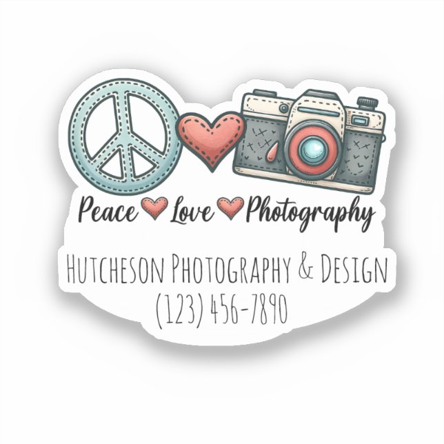Peace Love Photography Photographer Camera Gift Sticker (Front)