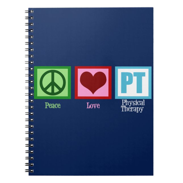 Peace Love Physical Therapy Blue PT Notebook (Front)