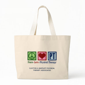 Peace Love Physical Therapy Custom PT Office Large Tote Bag
