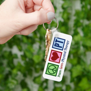 Peace Love Physical Therapy Cute Personalized PT Keychain