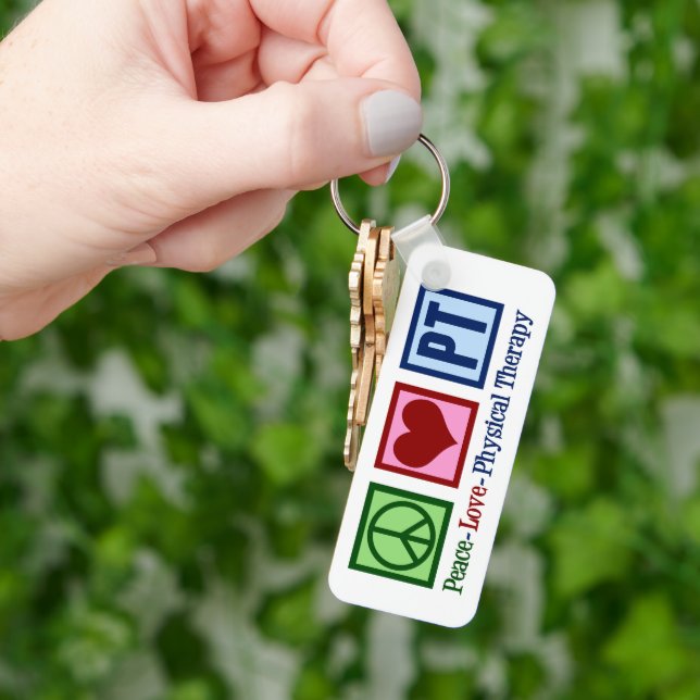 Peace Love Physical Therapy Cute Personalized PT Keychain (Hand)