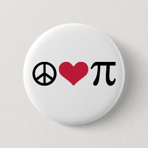 Peace, Love & Pi Button